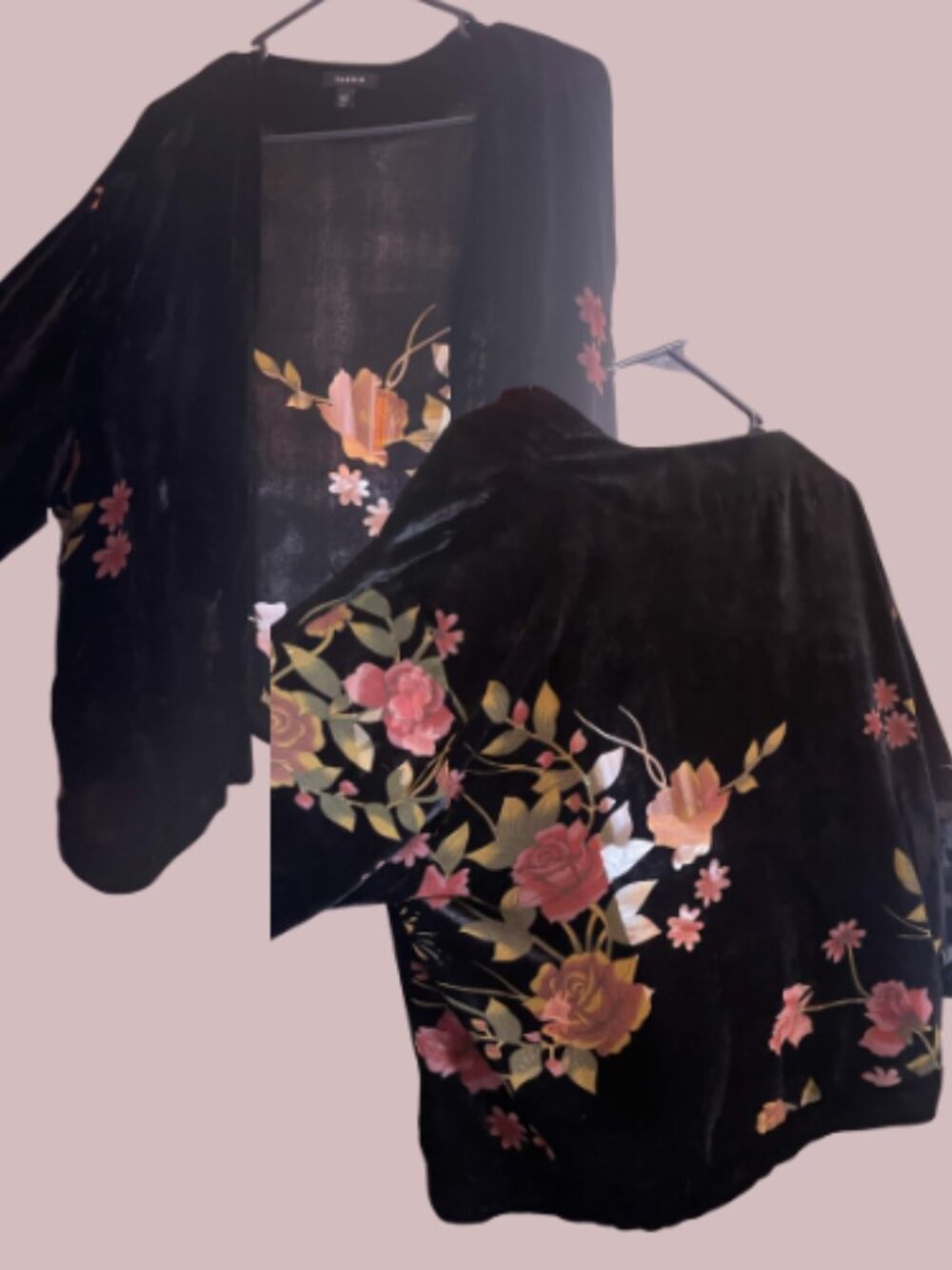 Torrid Size 1/2 Velvet Floral Kimono 1/2 length Sleeve